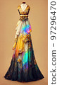 Gorgeous party dress with fancy decor, 3d render 97296470