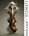 Picture of baroque violin statue, 3D illustration 97296471