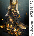 Gorgeous party dress with fancy decor, 3d render 97296472