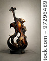 Picture of baroque violin statue, 3D illustration 97296489