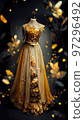 Gorgeous party dress with fancy decor, 3d render 97296492