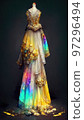 Gorgeous party dress with fancy decor, 3d render 97296494