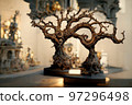 Baroque sculpture of a tree, 3d render 97296498