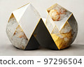 Abstract primitive shapes made of marble, 3d render 97296504