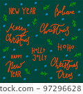 Set with winter and christmas lettering. Postcard with New Year's motives for 2023. 97296628