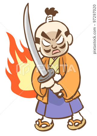 一個領主拿著劍表情憤怒的插圖 一個領主拿著劍表情憤怒的插圖 97297020