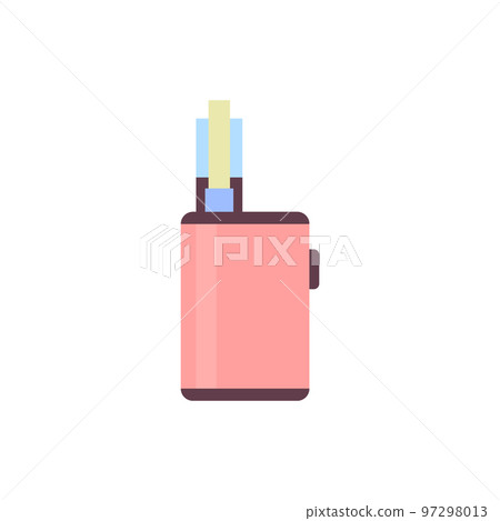 Cartoon Color Vape Electronic Cigarette Flat Design Style Isolated on a White Background. Vector illustration of Vaporizer 97298013