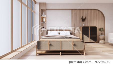 Muji style, Empty wooden room,Cleaning japandi room interior. 97298240