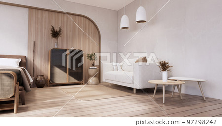 Muji style, Empty wooden room,Cleaning japandi room interior. 97298242