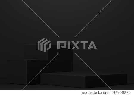black Empty podium Blank product shelf standing backdrop. 3D rendering. black Empty podium Blank product shelf standing backdrop. 3D rendering. 97298281
