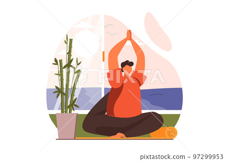 Yoga web concept in flat design. Vector illustration 97299953