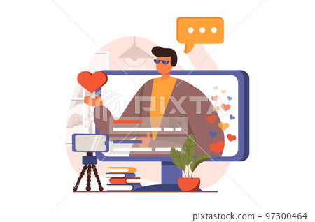 Video streaming web concept in flat design. Vector illustration 97300464
