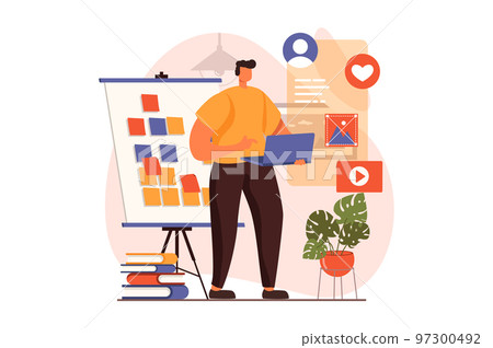 Ui and ux designers web concept in flat design. Vector illustration Ui and ux designers web concept in flat design. Vector illustration 97300492