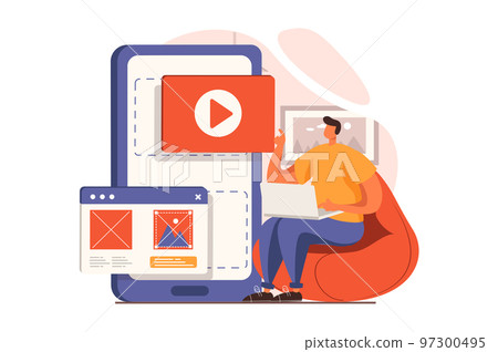 Ui and ux designers web concept in flat design. Vector illustration 97300495