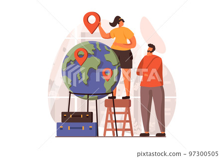 Travelling web concept in flat design. Vector illustration Travelling web concept in flat design. Vector illustration 97300505