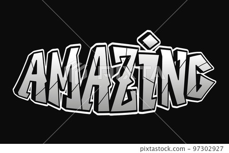 Amazing word trippy psychedelic graffiti style letters.Vector hand drawn doodle cartoon logo amazing illustration. Funny cool trippy letters, fashion, graffiti style print for t-shirt, poster concept Amazing word trippy psychedelic graffiti style letters.Vector hand drawn doodle cartoon logo amazing illustration. Funny cool trippy letters, fashion, graffiti style print for t-shirt, poster concept 97302927
