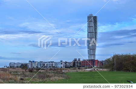 City blue skyline view in Malmo, Sweden 97302934