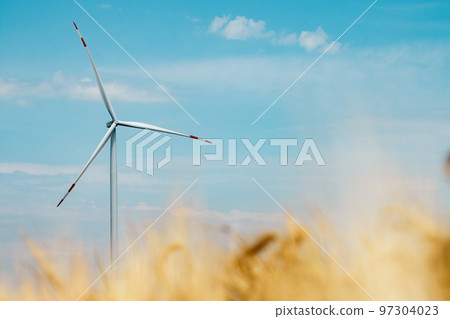 Wind turbine produces renewable energy for supporting farms Wind turbine produces renewable energy for supporting farms 97304023
