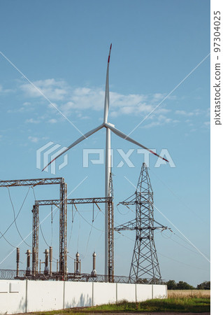 Wind turbine supports substation with renewable energy Wind turbine supports substation with renewable energy 97304025