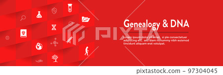 Ancestry or Genealogy Icon Set w Family Tree Album Web Header Banner 97304045