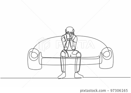 Sad Astronaut Sitting On Planet One Stock Illustration 1650991819