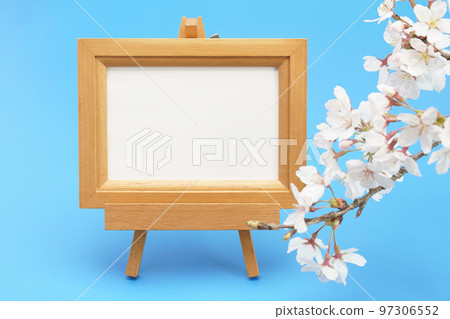 Photo frame and cherry blossoms Photo frame and cherry blossoms 97306552