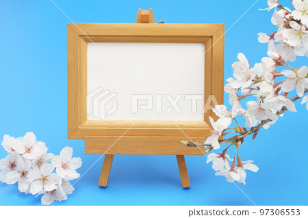 Photo frame and cherry blossoms 97306553