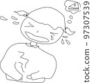 Character illustration of a hungry and crying girl 97307539