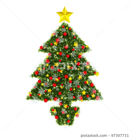 Christmas wreath-like figure material: 3D rendering of glittering stars, red orbs and snowflakes Christmas wreath-like figure material: 3D rendering of glittering stars, red orbs and snowflakes 97307731
