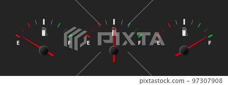 Fuel indicators gas meter gauge tank full Vector Image