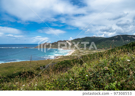 Praia do Trece Beach and section of the Lighthouse Trail, Camarinas, Galicia, Spain Praia do Trece Beach and section of the Lighthouse Trail, Camarinas, Galicia, Spain 97308553