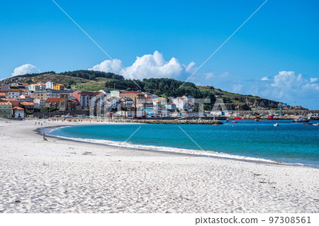 Landscape at the Beach of Laxe, Praia de Laxe also Playa De Laxe, Spain Galicia Costa da Morte Landscape at the Beach of Laxe, Praia de Laxe also Playa De Laxe, Spain Galicia Costa da Morte 97308561
