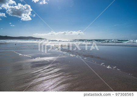 Landscape at the Beach of Laxe, Praia de Laxe also Playa De Laxe, Spain Galicia Costa da Morte Landscape at the Beach of Laxe, Praia de Laxe also Playa De Laxe, Spain Galicia Costa da Morte 97308565