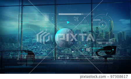 Infographics of freight transport and cargo delivery. 97308617