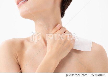 Woman applying poultice white background 97308803