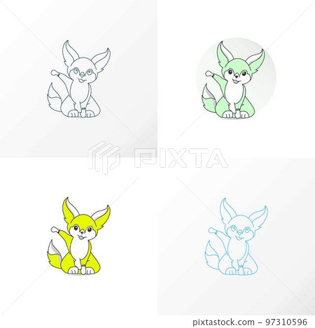 little rabbit shape in happy atmosphere image graphic icon logo design abstract concept vector stock. Can be used as a symbol associated animal or cartoon 97310596