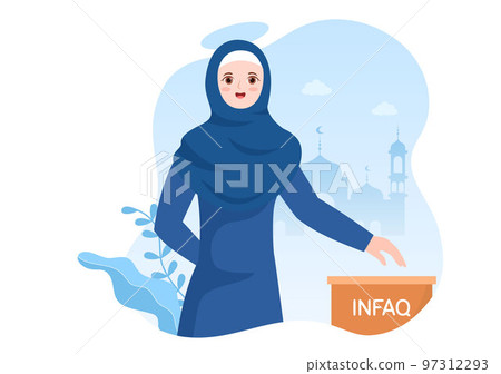 Muslim People Giving Alms, Zakat or Infaq Donation to a Person Who Need it in Flat Cartoon Poster Hand Drawn Templates Illustration Muslim People Giving Alms, Zakat or Infaq Donation to a Person Who Need it in Flat Cartoon Poster Hand Drawn Templates Illustration 97312293