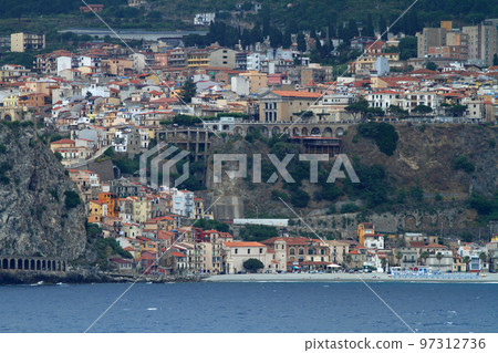 The town of Scilla on the Italian mainland side of the Strait of Messina The town of Scilla on the Italian mainland side of the Strait of Messina 97312736