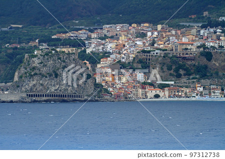 The town of Scilla on the Italian mainland side of the Strait of Messina The town of Scilla on the Italian mainland side of the Strait of Messina 97312738