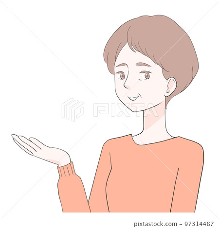 這是一位手掌朝上的高級女士的插圖（動畫） 97314487