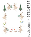 Colorful vertical illustration of rabbit, bird and fir tree Colorful vertical illustration of rabbit, bird and fir tree 97314787