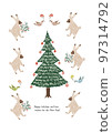 Rabbit, bird and fir tree colorful vertical background transparent illustration Rabbit, bird and fir tree colorful vertical background transparent illustration 97314792