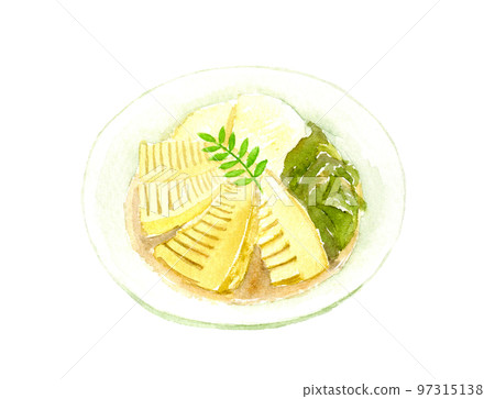 Boiled bamboo shoots and seaweed watercolor illustration Boiled bamboo shoots and seaweed watercolor illustration 97315138