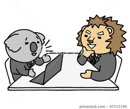 Business koala and lion salaryman Business koala and lion salaryman 97315190