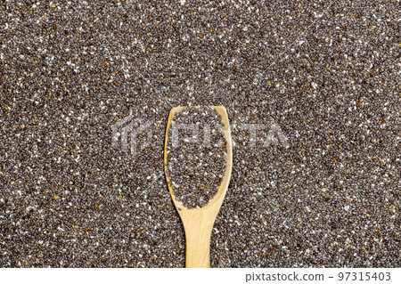 Healthy and diet food, Chia seeds in wooden spoon on chia seeds or superfood background Healthy and diet food, Chia seeds in wooden spoon on chia seeds or superfood background 97315403