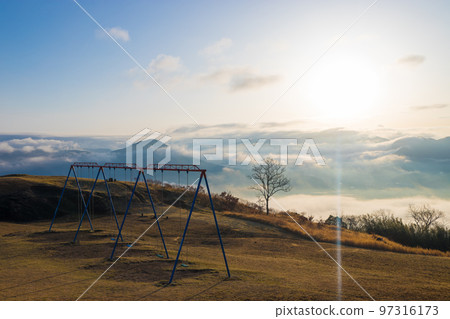 Sea of clouds and sunrise from Mt. Kusu in Oita Prefecture Sea of clouds and sunrise from Mt. Kusu in Oita Prefecture 97316173