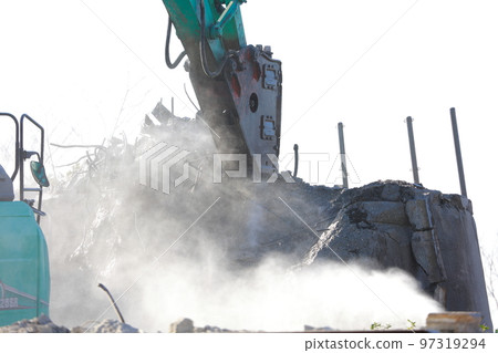 Demolition work using heavy machinery Concrete 97319294