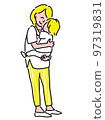 A woman holding an infant mother and child simple 97319831