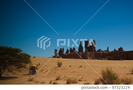 Abstract Rock formation at plateau Ennedi aka stone forest in Chad Abstract Rock formation at plateau Ennedi aka stone forest in Chad 97323224