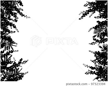 含羞草剪影框④（左右，黑色） 97323394